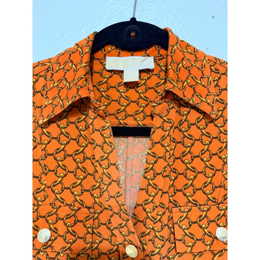 Michael Kors Chain Link Print Button Front Shirt Dress XS - Picture 3 of 9